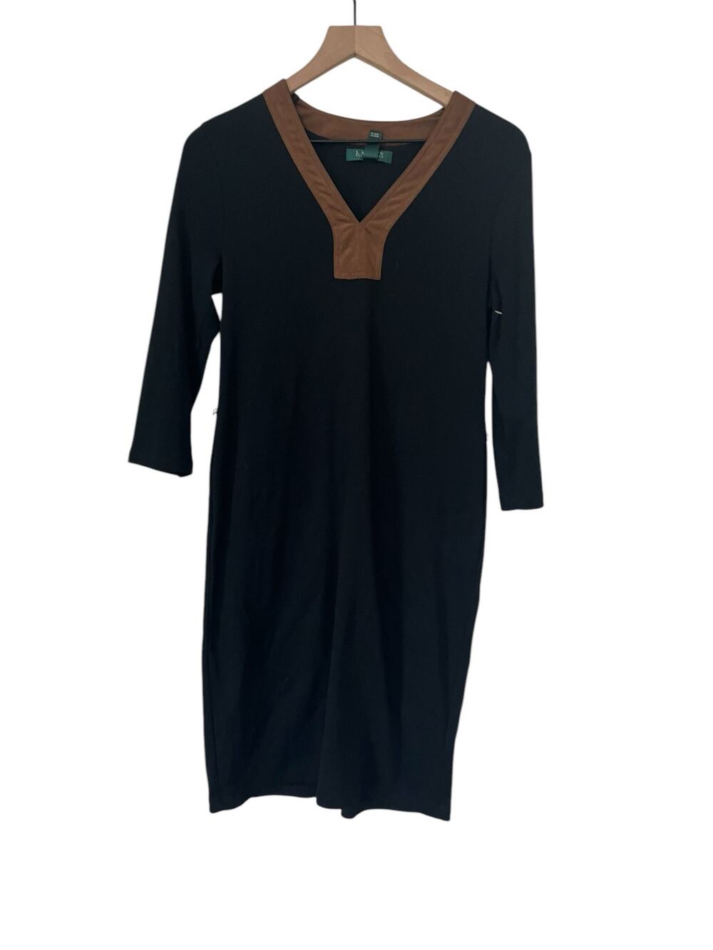 Lauren Ralph Lauren Womens Black Brown Trim Dress Size Medium Petite